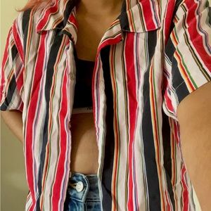 vintage groovy button up shirt size 4. 100% silk